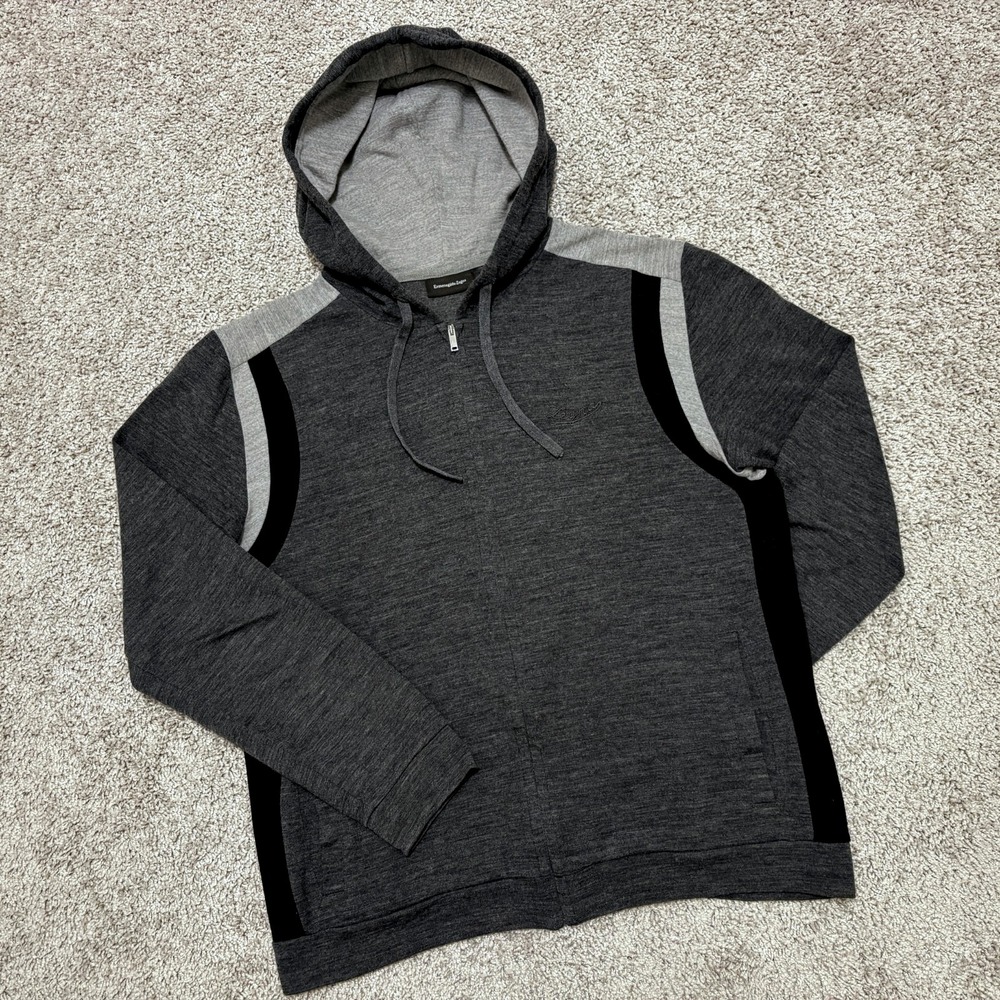Ermenegildo Zegna Hoodie Full Zip Sweatshirt Wool Blend Italy Made Mens Small